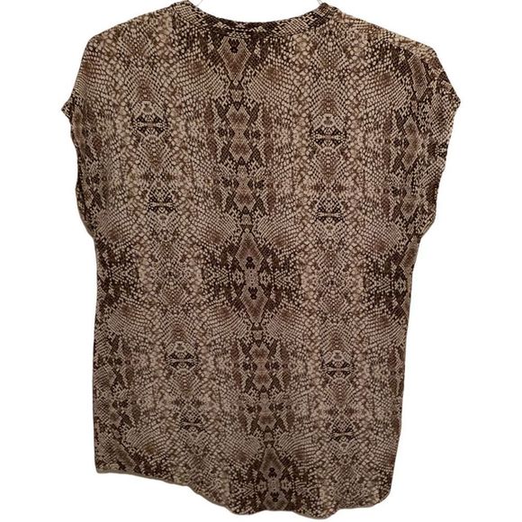 Dana Buchman Snakeskin Brown Patterned Short Sleeve Top S (A-030) - Picture 2 of 8